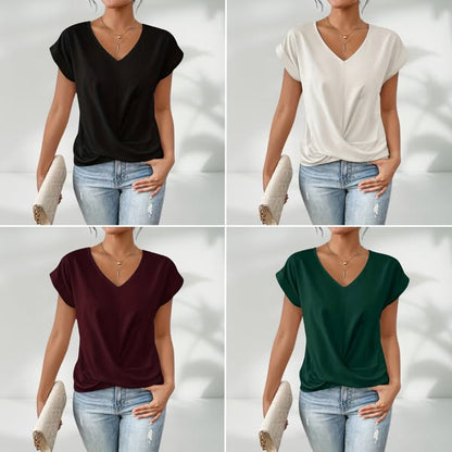 👚 Neformální, Krátký Rukáv, Elegantní V-čkový Tričko