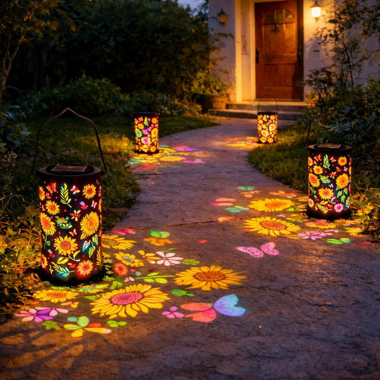 🌻Barevná zahradní lampa ve tvaru slunečnice s solárním napájením