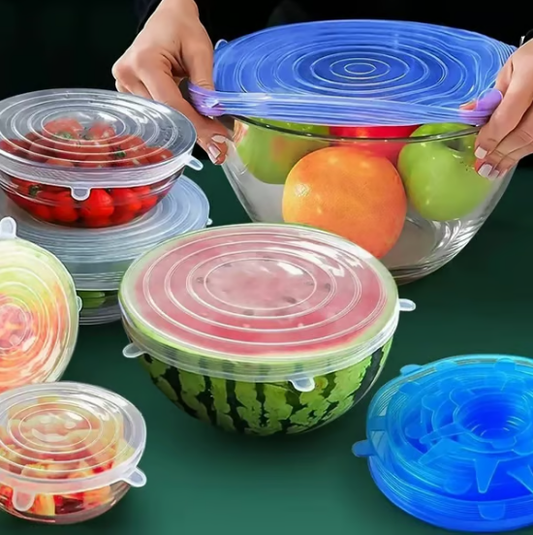 🍱✨ Silikonová víčka na potraviny (balení po 6 ks) –