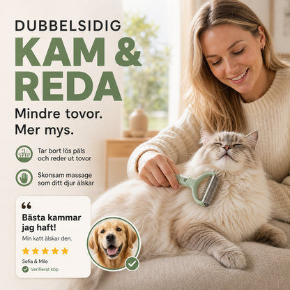🐕 Oboustranný kartáč na srst pro domácí mazlíčky – Odstraňuje chomáče a vypadlé chlupy | UŠETŘETE dnes 50 %! ✨