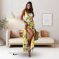 ✨Elegance je tak jednoduchá - 🍋Femei Elegant Lemon Print Spaghetti Strap Flowy rochie lungă