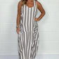 👗Šaty s pruhem Oversized Tie-Front Pocket Dress
