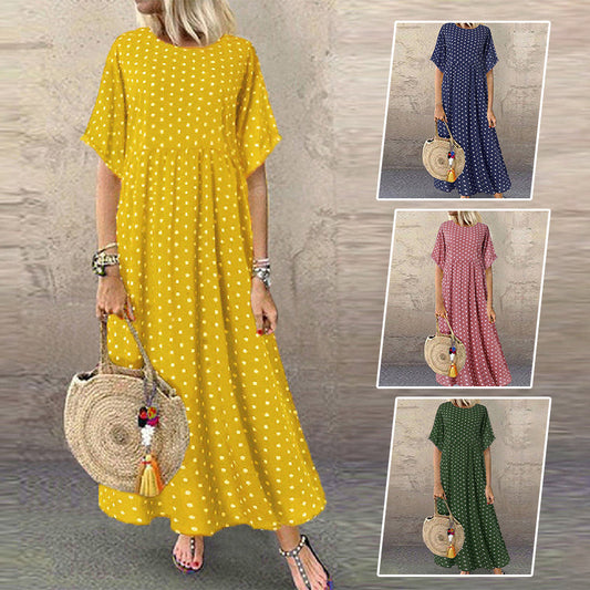 Dámské šaty Polka Dot Print Casual Maxi Dress