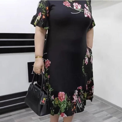 🌸Elegantní tisk Plus velikost tisk volánové šaty volánové šaty✨