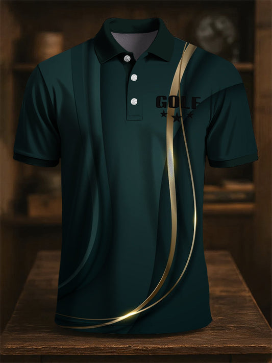 Art classic line textury print casual business polo shirt