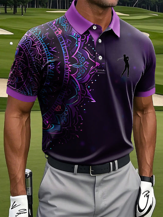 Pánské retro umění abstraktní mandala vytisknout casual business polo košile