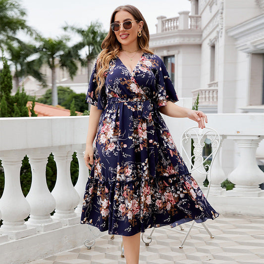 👗Zavinovací šaty s výstřihem do V a květinovým vzorem