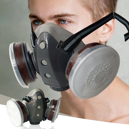 🔥 Aktivní uhlíkový prachový ochranný plynový maska s dvojitou nádrží 🥽🌬️