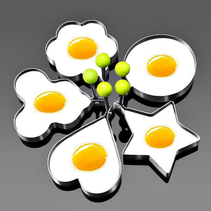 🍳Formičky na smažená vejce z nerezové oceli - sada 5 kusů