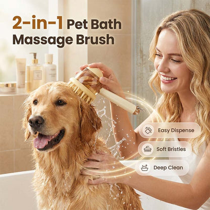 Masážní kartáč pro domácí mazlíčky s dávkovačem šamponu