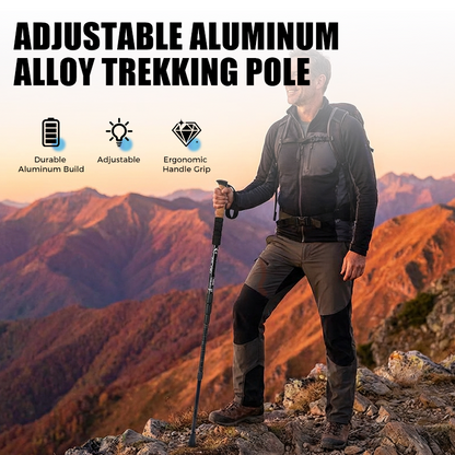 🎯🏔️ Trekingová hůl 3v1 – nastavitelná délka, tlumení nárazů, hliník 6160 💪🦯 Kompaktní a ergonomická – pro stoupání i klesání, ochranu kloubů a túry s batohem.