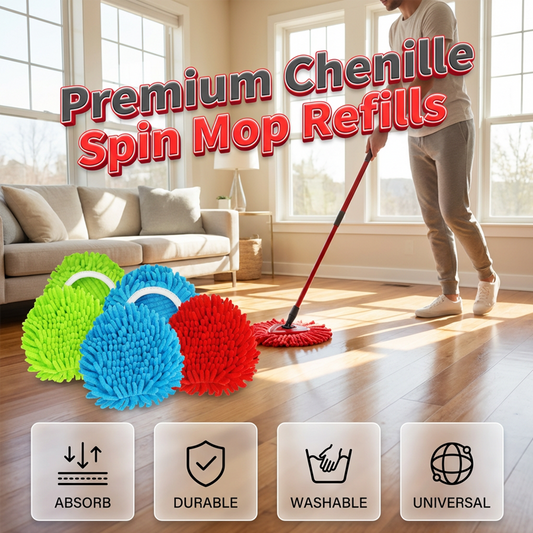 🧹 Náhradní hlavice pro rotační mop s třásněmi z chňapky – Ultra savé mikrovláknové náplně | Použití za mokra i sucha | Pratelná v pračce | Kompatibilní s většinou rotačních mopů s třásněmi ✨
