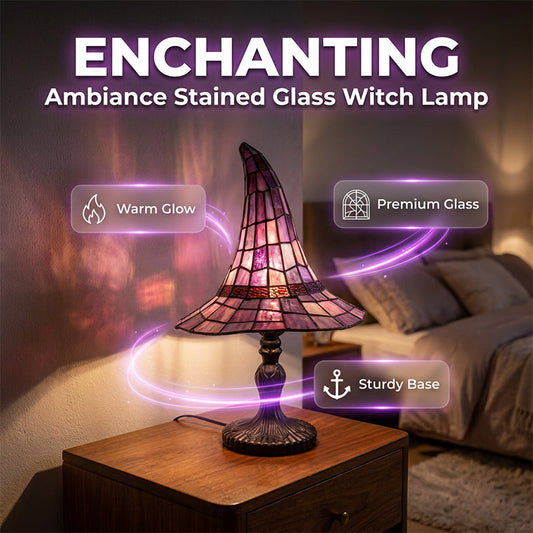 Okouzlující vitrážová lampa s čarodějnicí