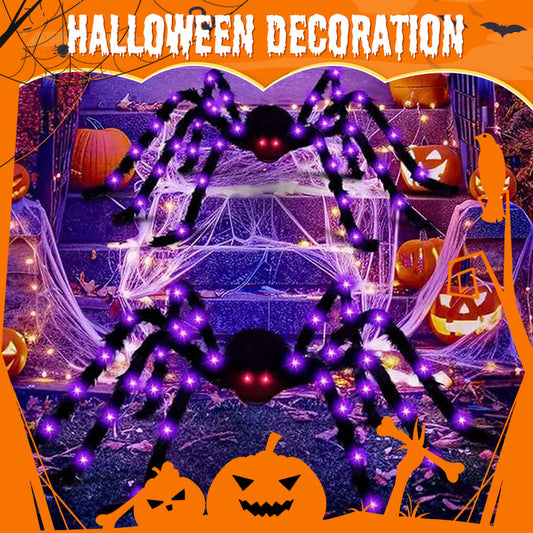 Chlupatý pavouk s velkou pavučinou Halloween venkovní dekorace