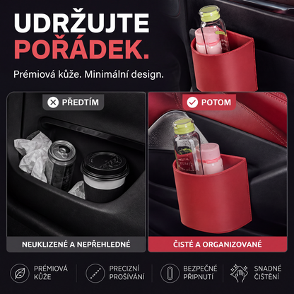 🚗🛡️ Držák na nápoje do auta PU kůže odolná Prémiový materiál proti poškrábání – Rozlučte se s laciným poškozením