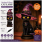 Gotická halloweenská stolní lampa s čarodějnicí a kočkou
