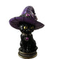 Gotická halloweenská stolní lampa s čarodějnicí a kočkou